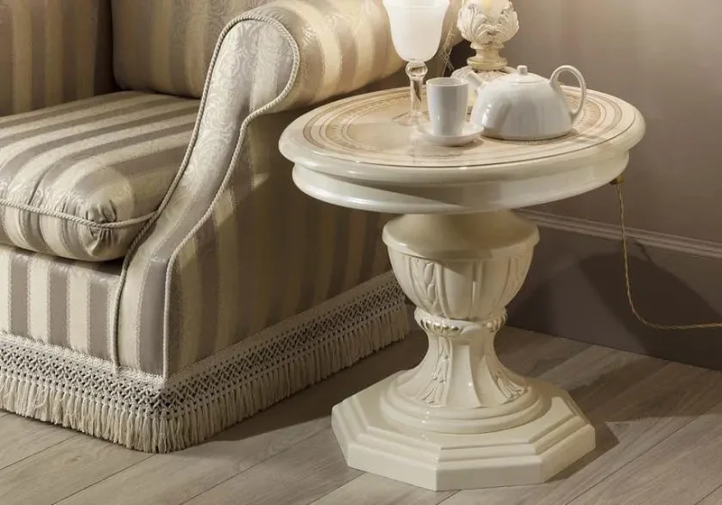Mur TV baroque laqué beige GRETA