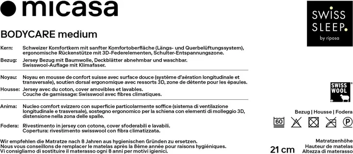 SwissSleep by riposa BODYCARE medium Matratze