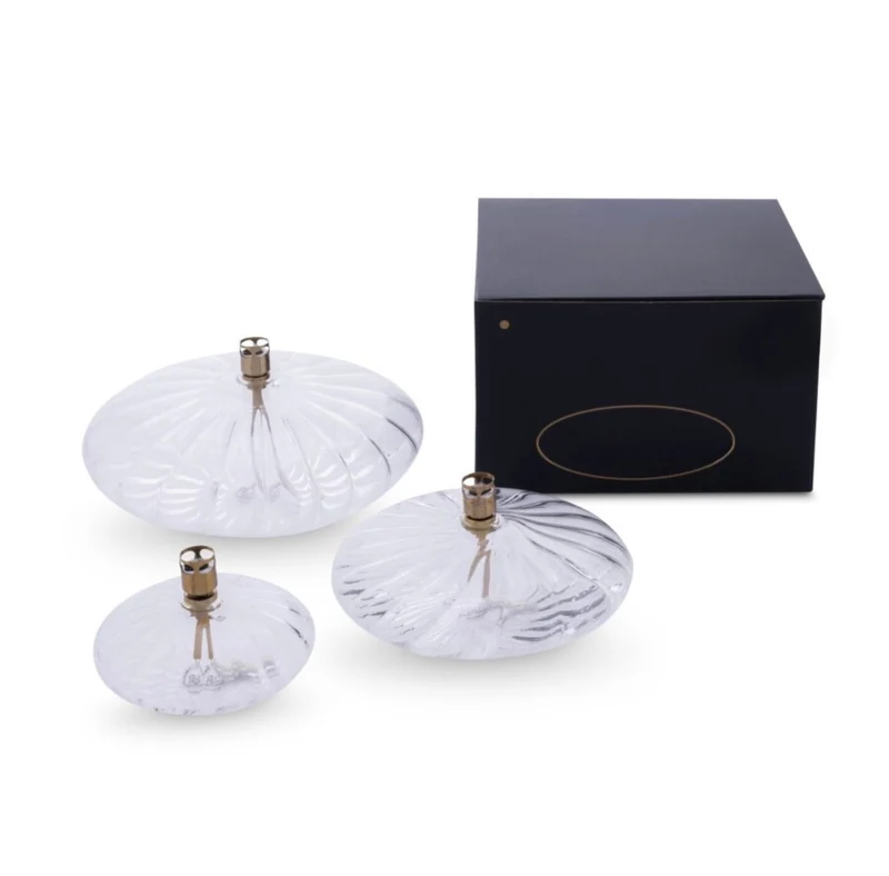 Lampe à Huile Galet Striée - Plusieurs Tailles