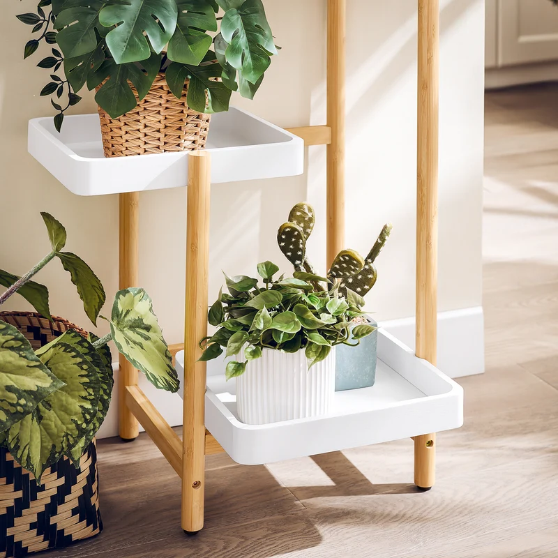 SoBuy STR13-WN Étagère à Fleurs Support de Pots de Fleurs Porte Plante en Bambou à 5 niveaux