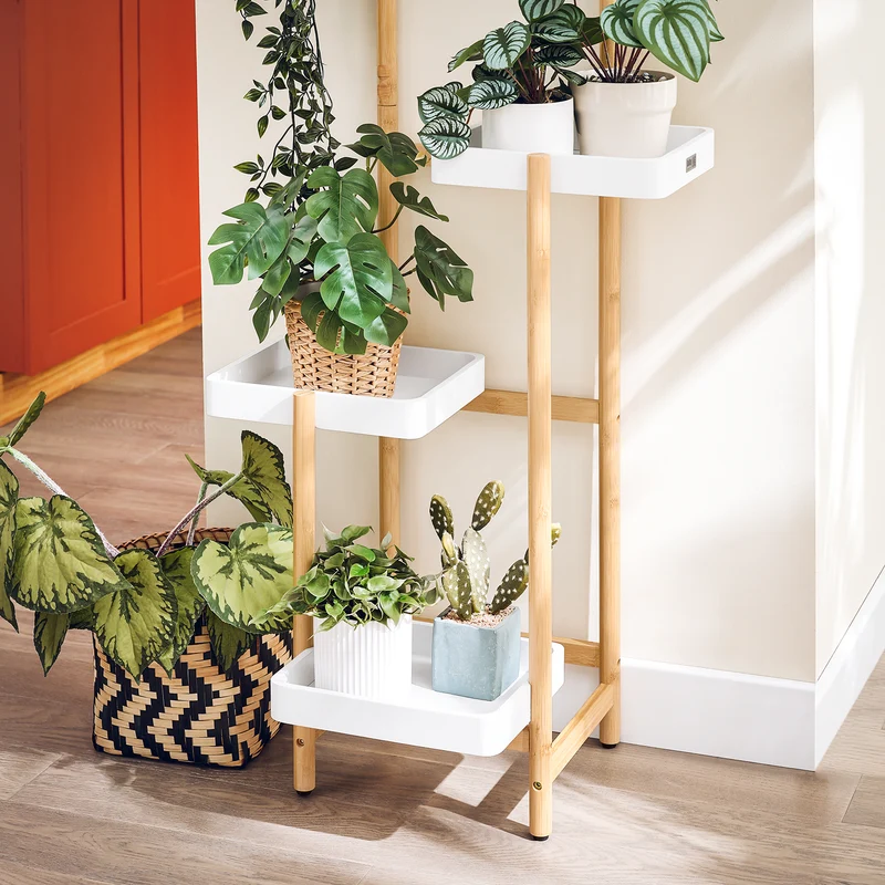 SoBuy STR13-WN Étagère à Fleurs Support de Pots de Fleurs Porte Plante en Bambou à 5 niveaux