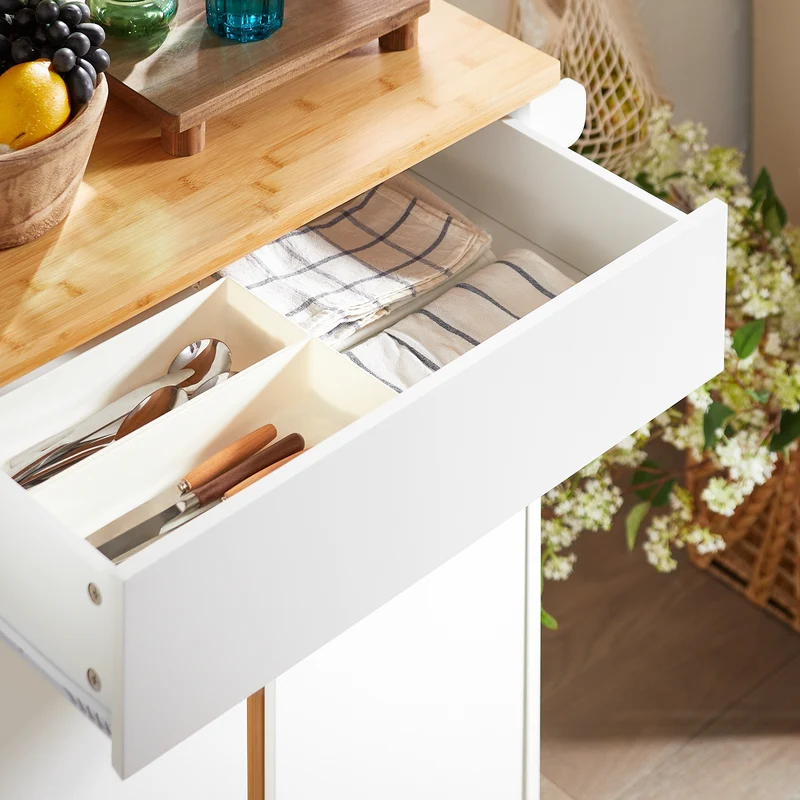 SoBuy FKW125-WN Desserte de Cuisine à roulettes Chariot de Service avec 1 Tiroirs, 2 Portes, 4 étages à l’intérieur