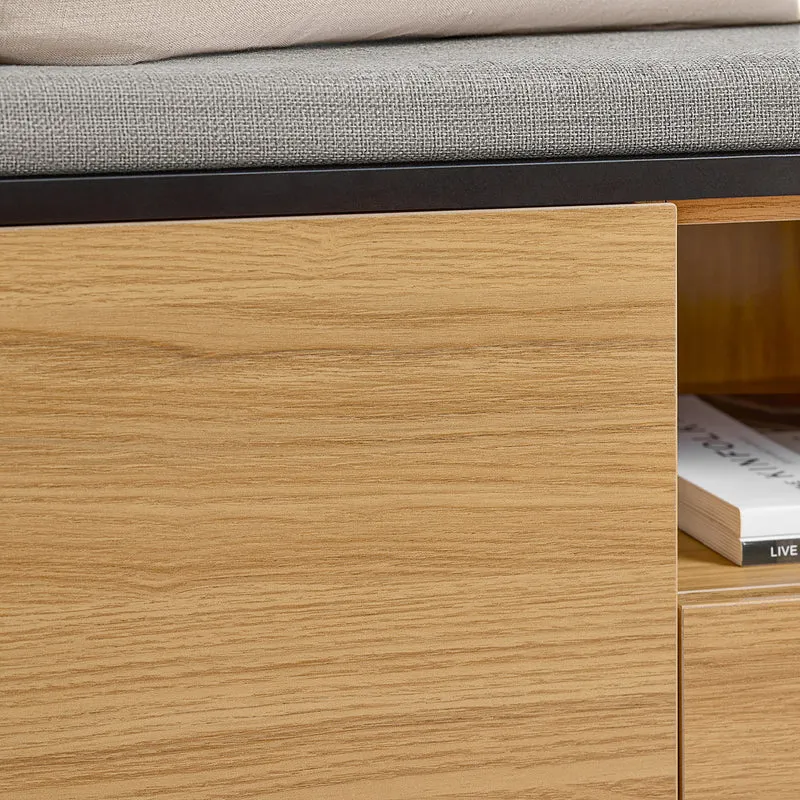 SoBuy FSR175-N Banc de Rangement, Banc à Chaussures, avec 1 Coussin Rembourré, 1 Tiroir et 2 Portes pour Entrée