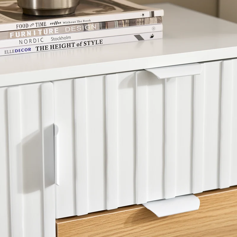 SoBuy FSB91-WN Buffet Meuble de Rangement avec 3 Tiroirs et 1 Porte, Pieds en Métal, Commode Multifonction pour Entrée Salon – 75x35x76 cm, Blanc et Naturel