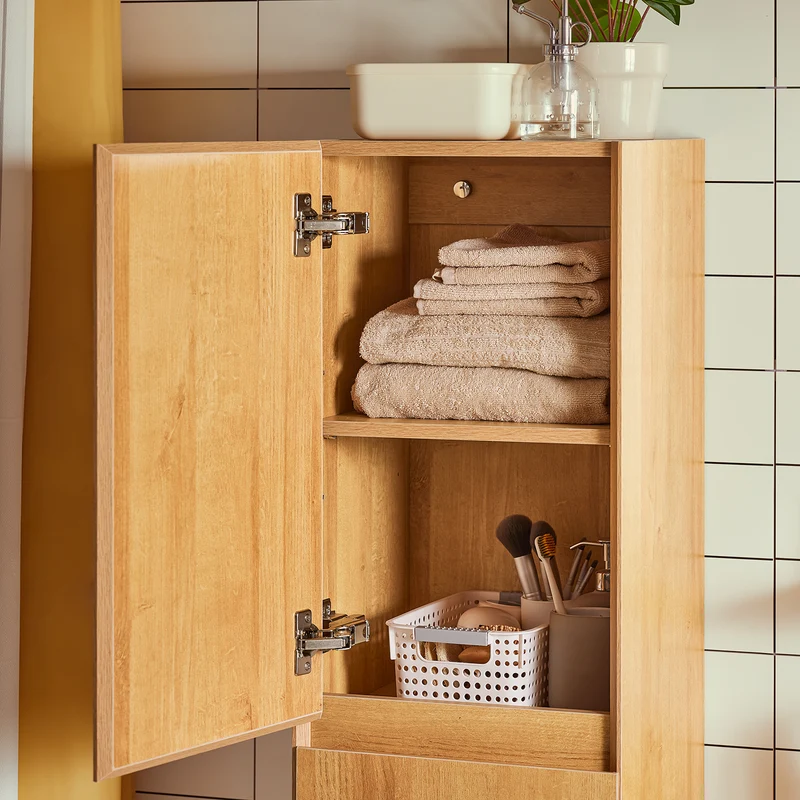 SoBuy BZR175-N Colonne de Salle de Bain Suspendue Armoire de Toilette Meuble Rangement, 2 Portes, Étagères Réglables