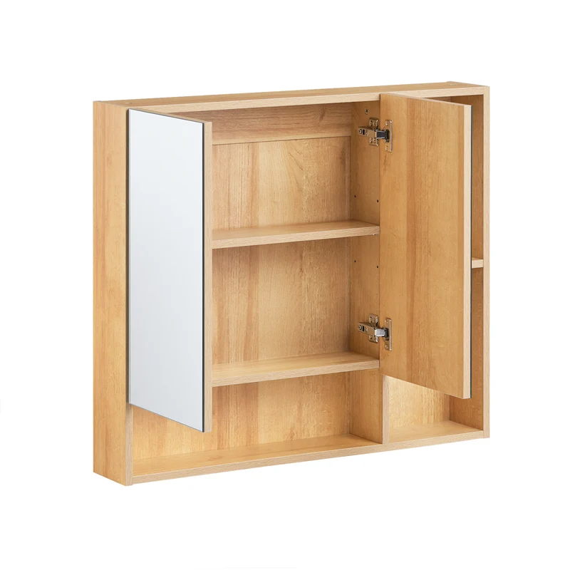 SoBuy BZR177-N Armoire Murale avec Miroir, Placard de Rangement, Meuble Haut avec 2 Portes, Étagère Réglable, 80x13x70 cm