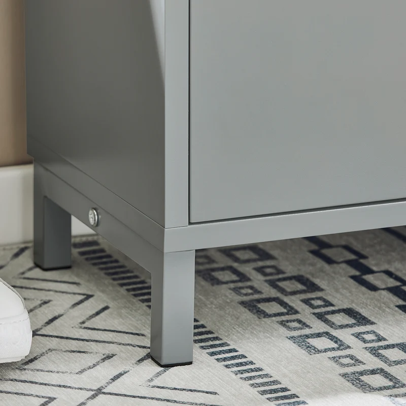SoBuy FSR151-K-HG Banc à Chaussures avec Coussin Rembourré et 1 Abattant, Slim 24cm pour Entrée – 60x24x52 cm, Gris