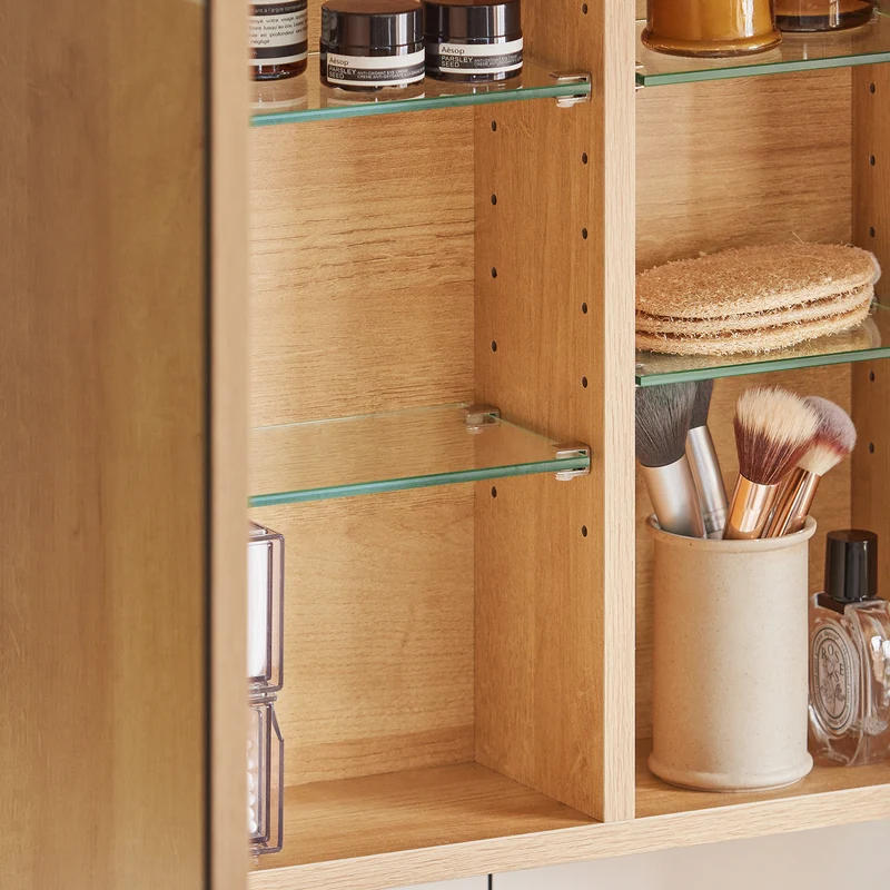 SoBuy BZR173-N Armoire Murale avec Miroir, Placard de Rangement, Meuble Haut avec 1 Porte, Étagères Réglables, 60x15x50 cm