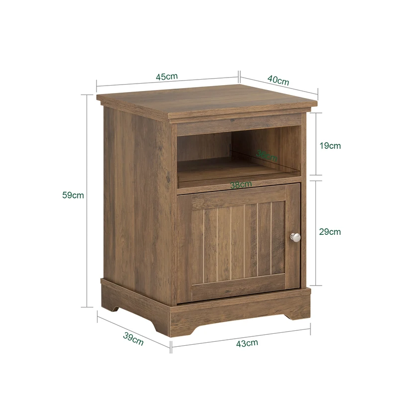 SoBuy FBT151-BR Table de Chevet, Table d'Appoint, Bout de Canapé avec 1 Porte pour Salon, Chambre, L45 x P40 x H59 cm