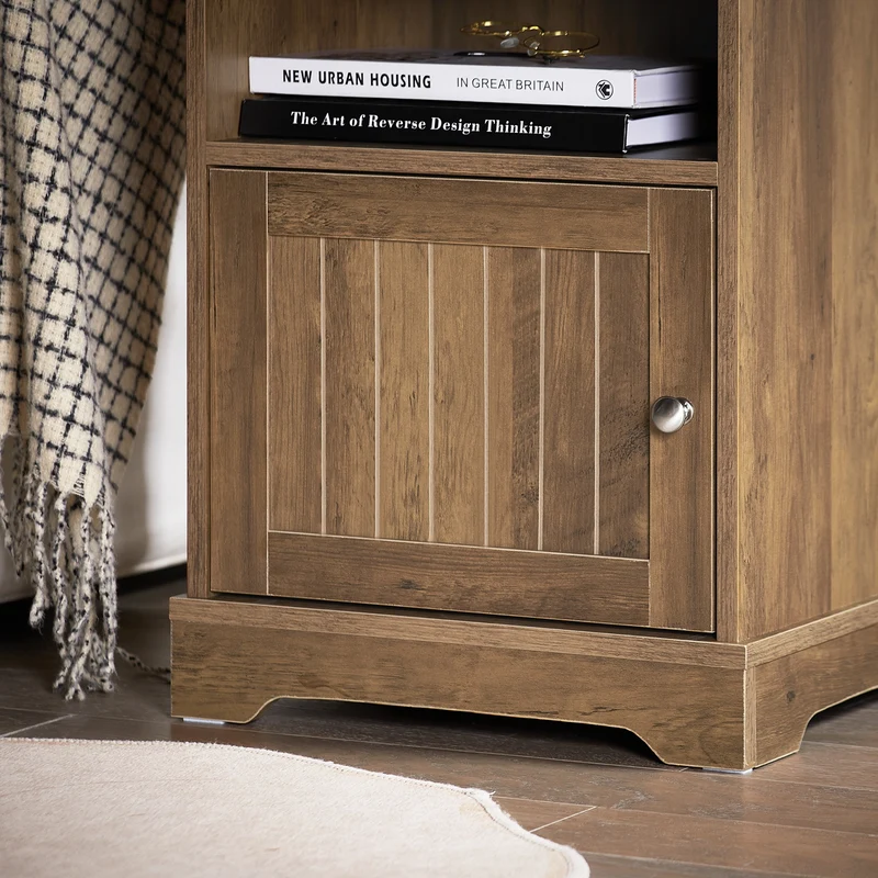 SoBuy FBT151-BR Table de Chevet, Table d'Appoint, Bout de Canapé avec 1 Porte pour Salon, Chambre, L45 x P40 x H59 cm
