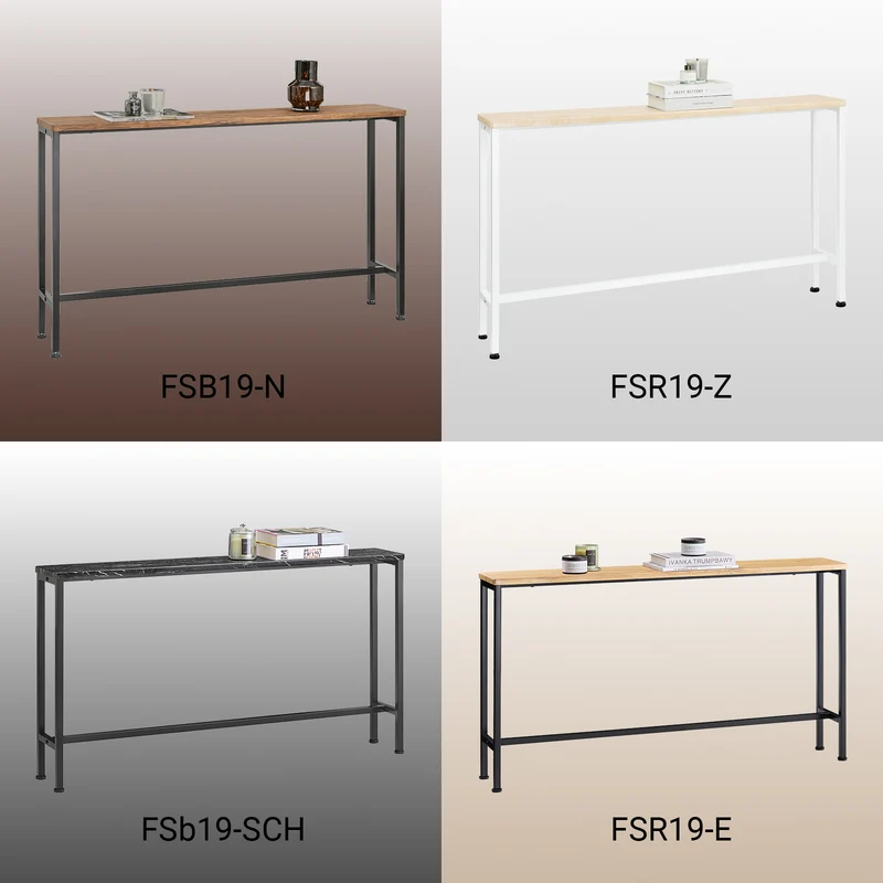 SoBuy FSB19-E Console d’Entrée Design Fonctionnel et Gain de Place, Design Moderne, Structure Robuste, Usage Quotidien – L120×P20×H65 cm, Métal, Naturel et Noir