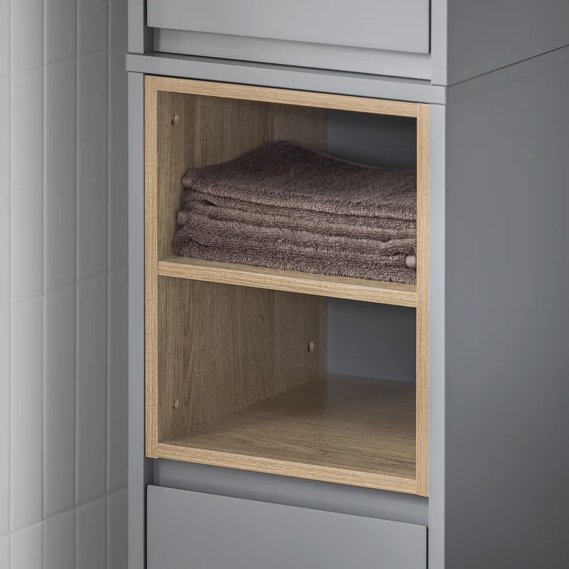 SoBuy BZR147-DG Meuble Colonne Armoire de Salle de Bain Étagère Étroite avec 2 Portes et 2 Compartiments