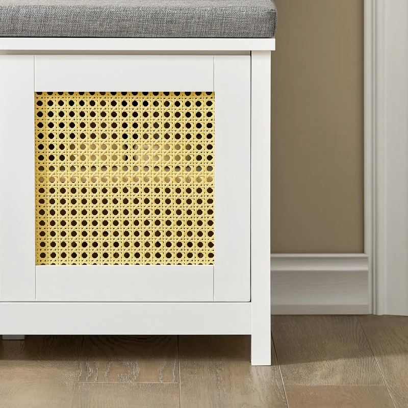 SoBuy FSR126-W Banc à Chaussures avec Coussin Rembourré et Rangement pour Entrée Couloir – 81x36x46 cm, Blanc