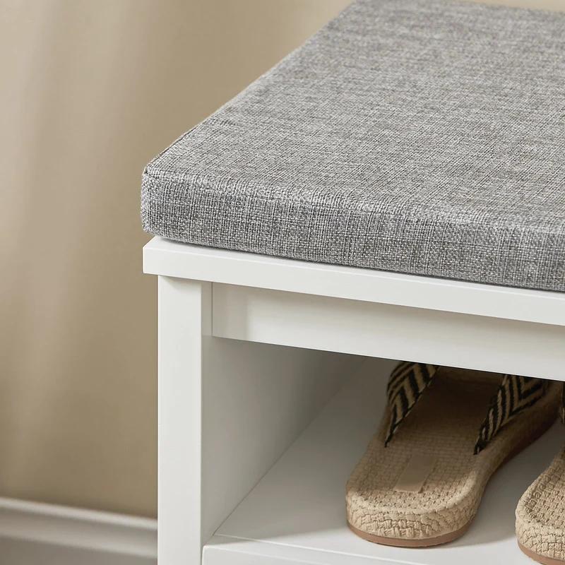 SoBuy FSR126-W Banc à Chaussures avec Coussin Rembourré et Rangement pour Entrée Couloir – 81x36x46 cm, Blanc