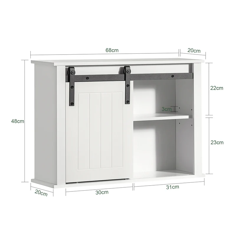 SoBuy BZR71-W Armoire Murale Salle de Bain, Placard Toilette Suspendu, Placard de Rangement, Meuble Haut Toilettes
