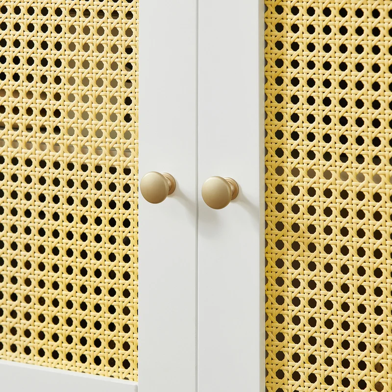 SoBuy FSR103-WN Banc de Rangement, Banc à Chaussures, Meuble d’Entrée, Meuble Bas, Coffre de Rangement avec 2 Portes en Ploy Rotin