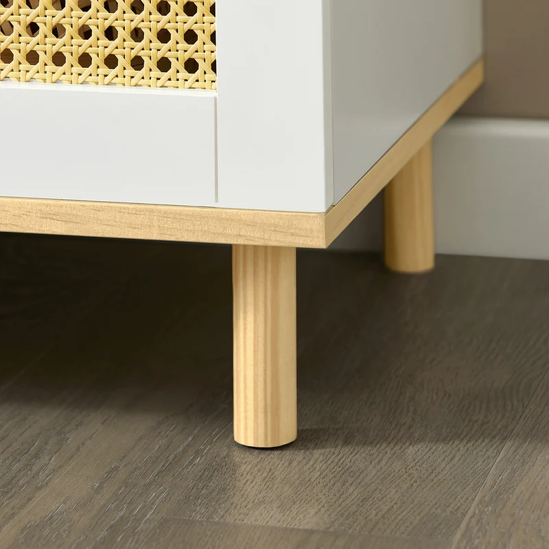 SoBuy FSR103-WN Banc de Rangement, Banc à Chaussures, Meuble d’Entrée, Meuble Bas, Coffre de Rangement avec 2 Portes en Ploy Rotin