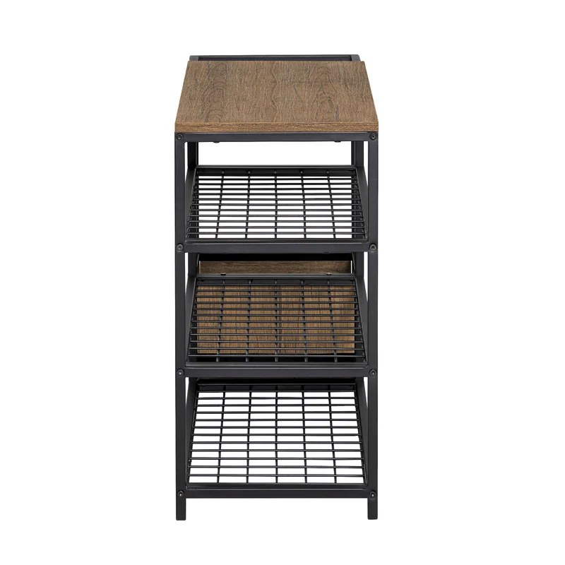 SoBuy FSR112-N Étagère à Chaussures 4 Niveaux, Meuble à Chaussures, Porte-Chaussures avec 3 Étagères, 1 Grand Dessus pour Sacs et 1 Porte-parapluie