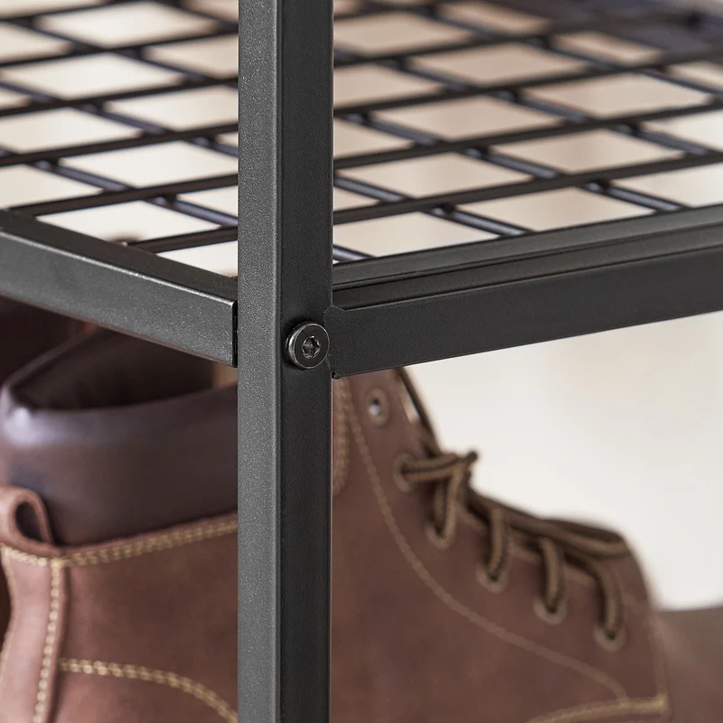 SoBuy FSR112-N Étagère à Chaussures 4 Niveaux, Meuble à Chaussures, Porte-Chaussures avec 3 Étagères, 1 Grand Dessus pour Sacs et 1 Porte-parapluie