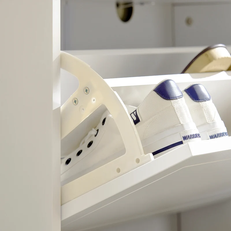 SoBuy FSR114-W Armoire à Chaussures 2 Abattants, 1 Porte et 1 Compartiment Ouvert pour Entrée Couloir – Blanc