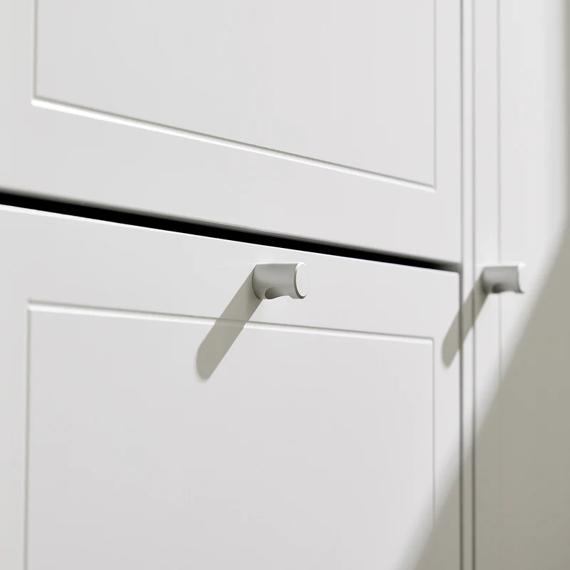 SoBuy FSR114-W Armoire à Chaussures 2 Abattants, 1 Porte et 1 Compartiment Ouvert pour Entrée Couloir – Blanc