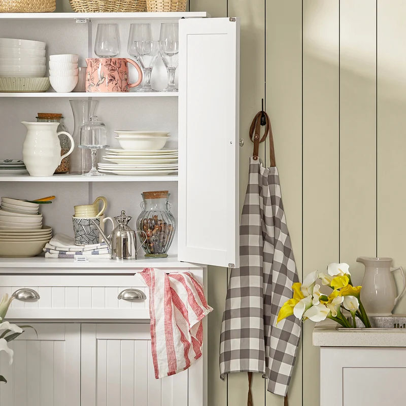 SoBuy FSB44-W Armoire de Cuisine, Buffet Placard avec 4 Portes, 1 tiroir et étagères réglables