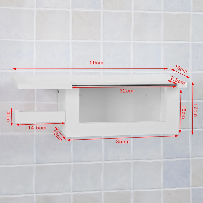 sobuyes.shopG175-W Dérouleur Papier Toilette Distributeur WC Porte Papier Mural avec Support pour Déposer Smartphone et Porte-revues