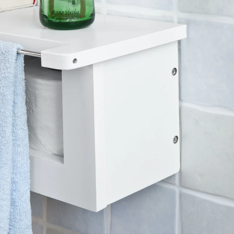 sobuyes.shopG175-W Dérouleur Papier Toilette Distributeur WC Porte Papier Mural avec Support pour Déposer Smartphone et Porte-revues