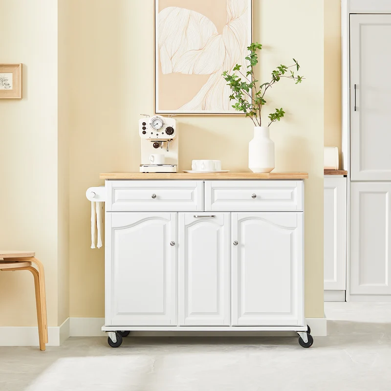 SoBuy FKW100-WN Desserte Roulante Meuble de Rangement à roulettes Chariot de Service Buffet Commode Bahut en Bois