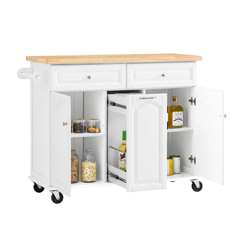 SoBuy FKW100-WN Desserte Roulante Meuble de Rangement à roulettes Chariot de Service Buffet Commode Bahut en Bois