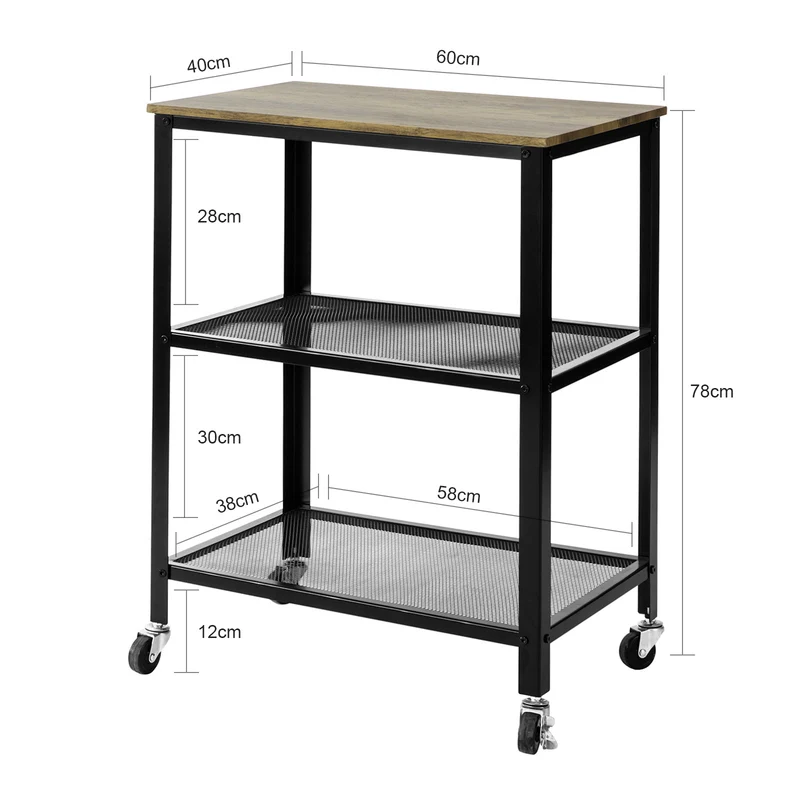 SoBuy SVW04-N Desserte Roulante Chariot de Service à 3 Niveaux Étagère de Rangement