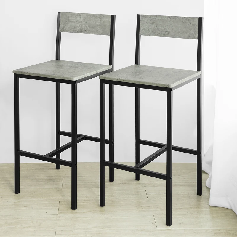 SoBuy OGT14-HG Set de Table Haute + 4 Chaises de Bar Ensemble Table de Bar + 4 Tabourets de Bar avec Repose-Pieds