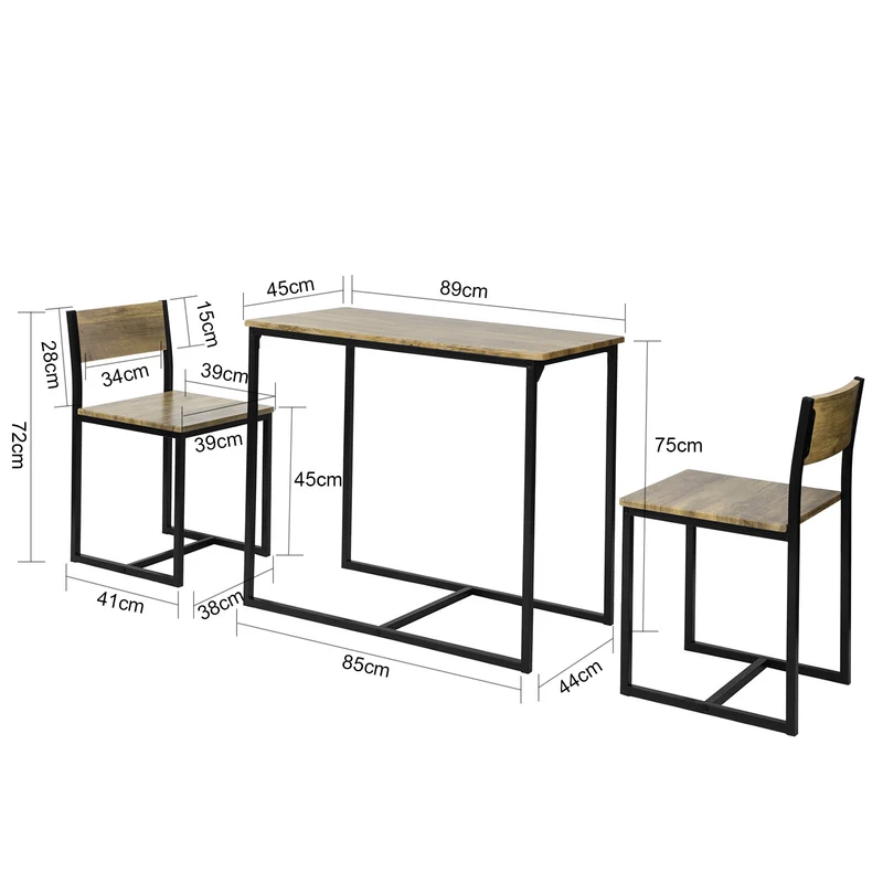 SoBuy OGT36-N Table de Salle à Manger avec 2 Chaises Lot Table et 2 Chaise de Style Industriel