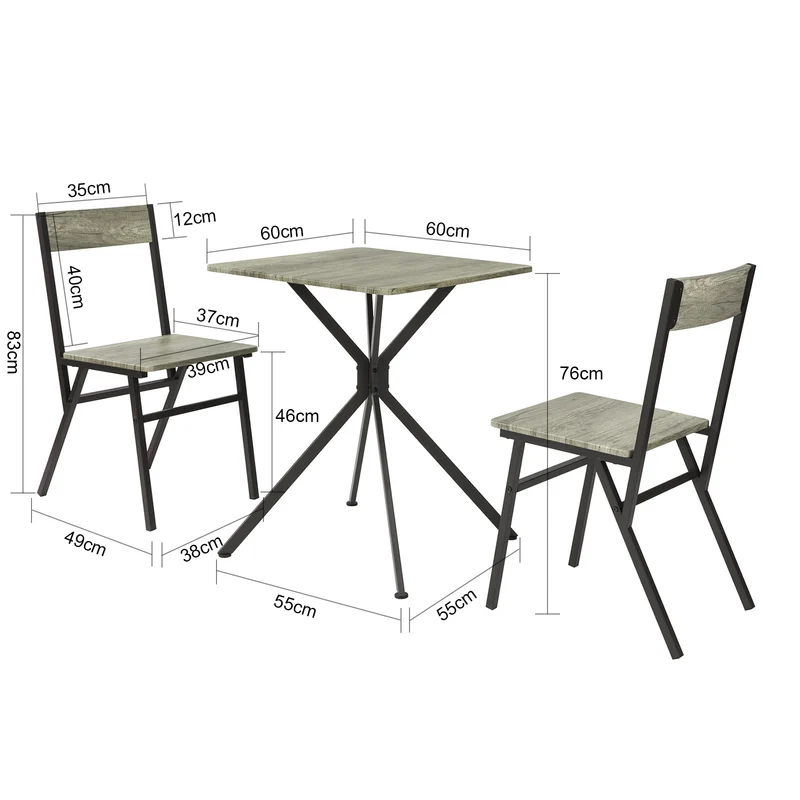 SoBuy OGT37-N Ensemble Table et 2 Chaise Lot Table de Salle à Manger avec 2 Chaises de Style Industriel pour Cuisine