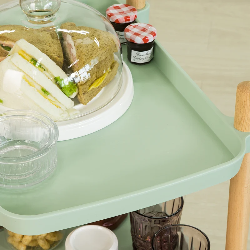 SoBuy SVW06-GR Chariot de Service à 3 Niveaux Petit Desserte Chariot Roulant Étagère de Rangement avec Poignée pour Cuisine