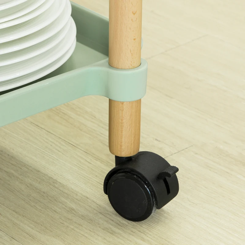 SoBuy SVW06-GR Chariot de Service à 3 Niveaux Petit Desserte Chariot Roulant Étagère de Rangement avec Poignée pour Cuisine
