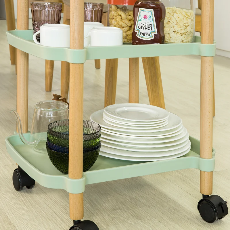 SoBuy SVW06-GR Chariot de Service à 3 Niveaux Petit Desserte Chariot Roulant Étagère de Rangement avec Poignée pour Cuisine
