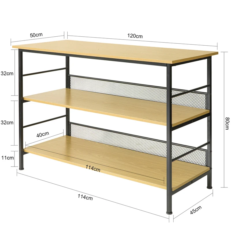 SoBuy FSB27-N Table de Cuisine Meuble de Rangement Cuisine Table Console Buffet avec 2 étagères de Rangement