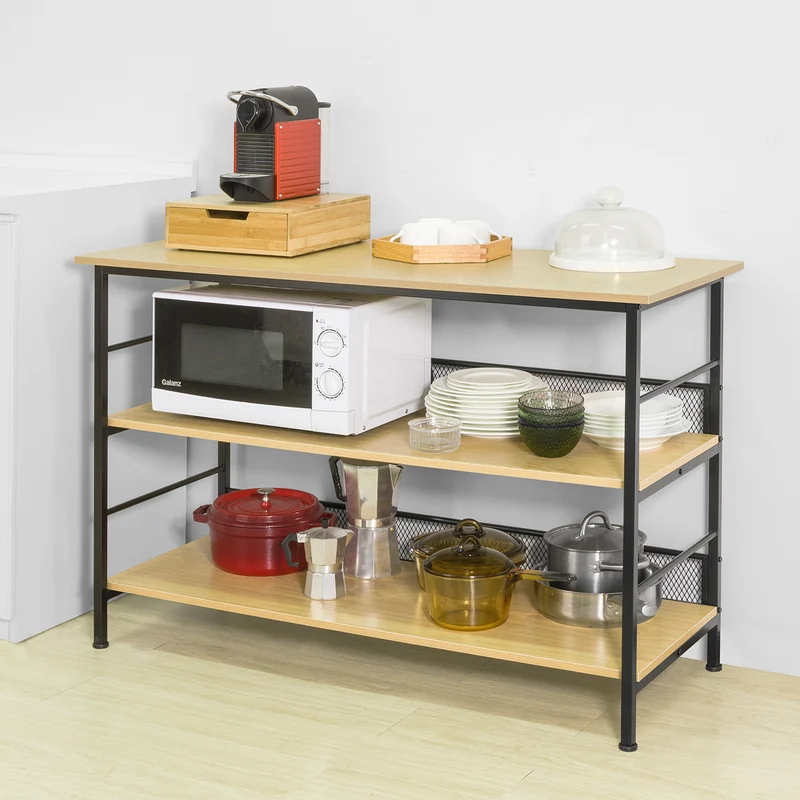 SoBuy FSB27-N Table de Cuisine Meuble de Rangement Cuisine Table Console Buffet avec 2 étagères de Rangement