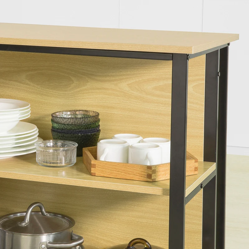 SoBuy FSB28-N Table de Cuisine Table Haute de Bar Table Console Buffet avec 2 étagères de Rangement
