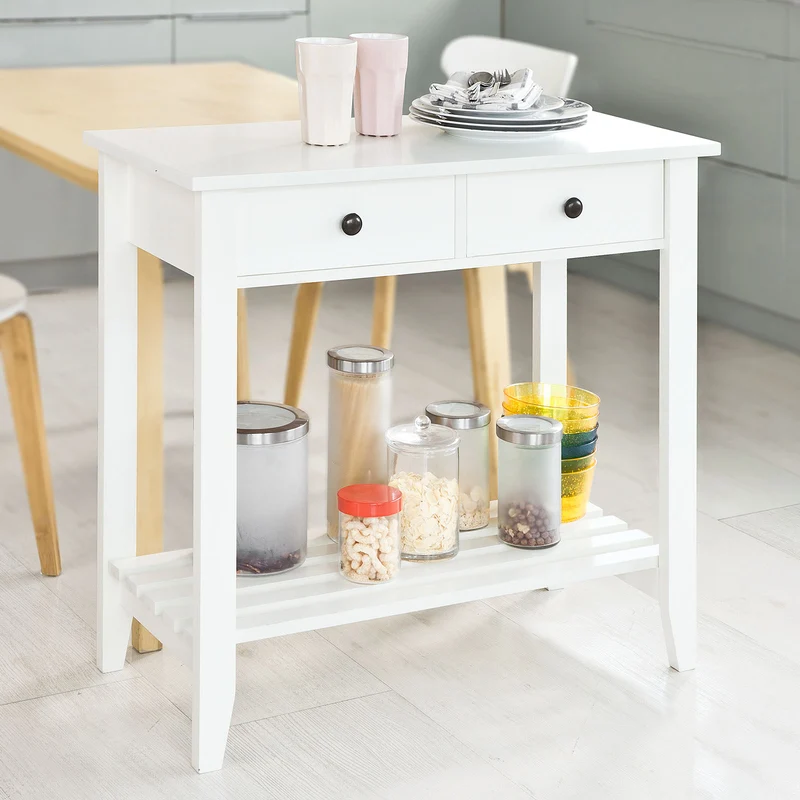 SoBuy FSB04-W Table Console 2 tiroirs et 1 étagère, L85cm x H80cm x P40cm