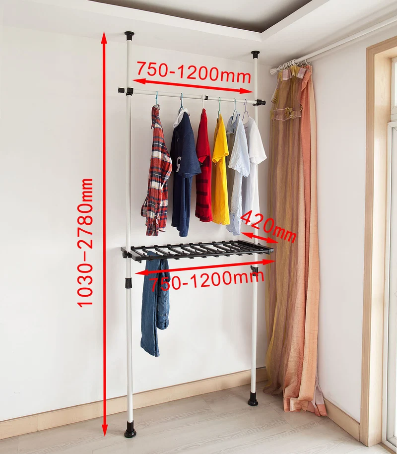 sebuyfr.comG35 Télescopique Portant de vêtement Etagère de Rangement, penderie