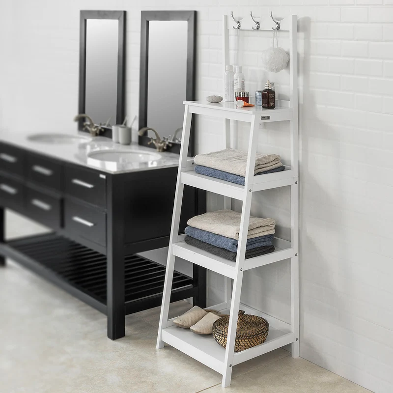 SoBuy FRG279-W Étagère de Rangement style Échelle Meuble Colonne Salle de Bain Entrée