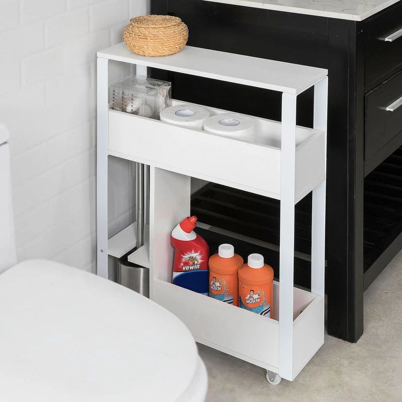sobuyes.shopG270-W Meuble de Rangement Salle de Bain Support Papier Toilette Meuble WC