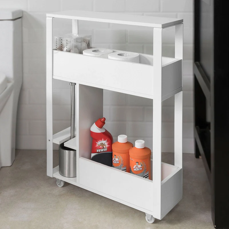 sobuyes.shopG270-W Meuble de Rangement Salle de Bain Support Papier Toilette Meuble WC