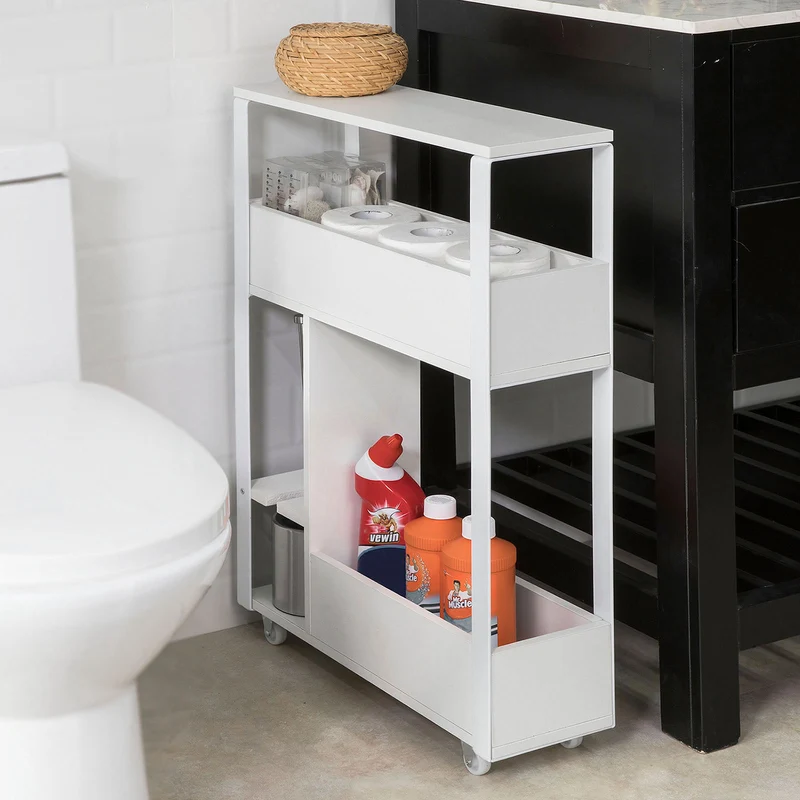 sobuyes.shopG270-W Meuble de Rangement Salle de Bain Support Papier Toilette Meuble WC