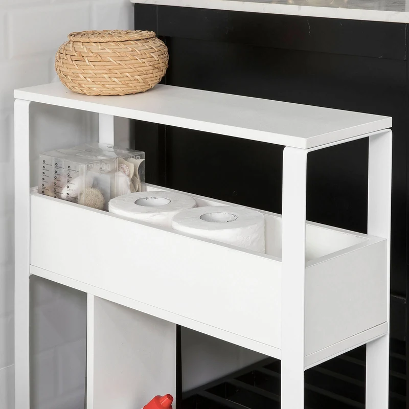 sobuyes.shopG270-W Meuble de Rangement Salle de Bain Support Papier Toilette Meuble WC