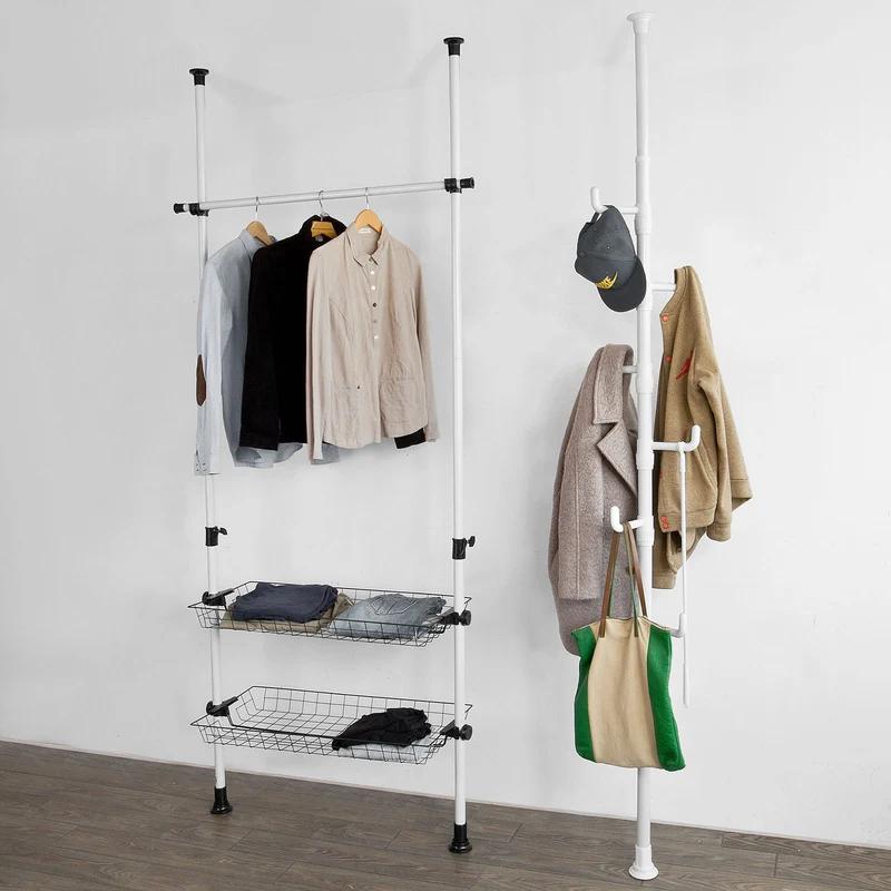 SoBuy FRG159-W Télescopique Porte-manteaux Télescopique avec Vêtements Fork