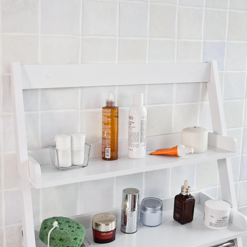 sebuyfr.comG117-W Etagère murale Porte-serviettes salle de bain toilettes avec 2 tablettes