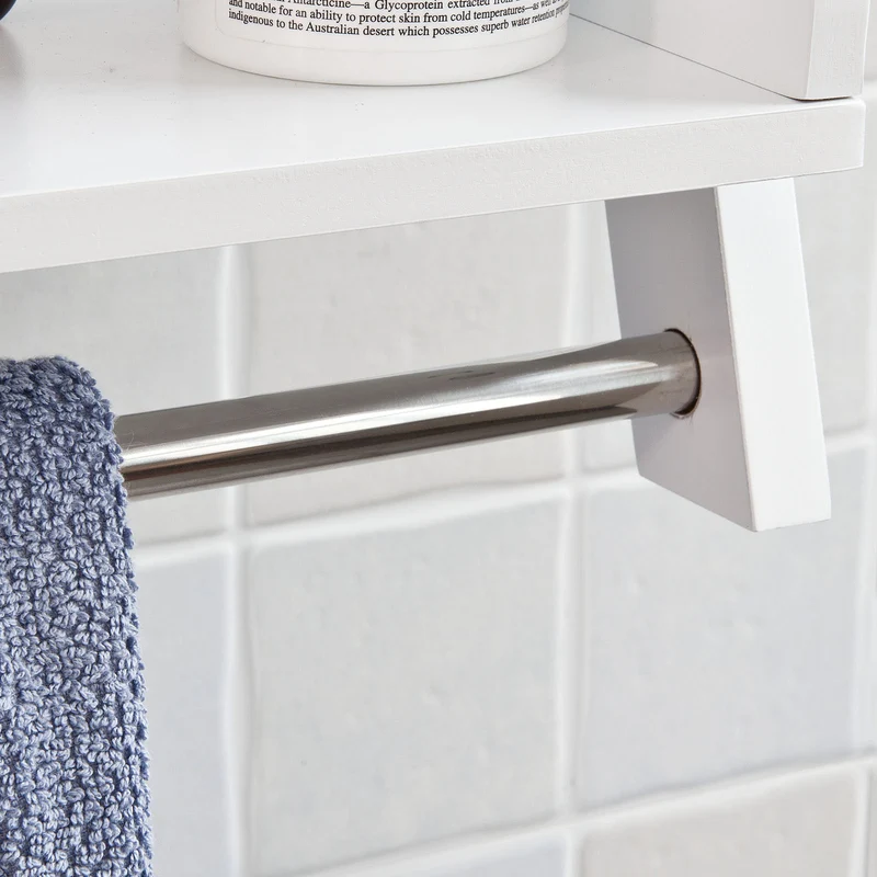 sebuyfr.comG117-W Etagère murale Porte-serviettes salle de bain toilettes avec 2 tablettes
